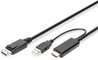 DIGITUS aktives HDMI Adapterkabel - HDMI zu Displayport - 2m - UHD 4k30Hz -...