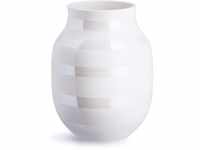Kähler Vase H20 cm Omaggio Originaldesign mit handgemalte Streifen, Weiss