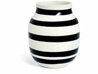 Kähler Vase H20 cm Omaggio Originaldesign mit handgemalte Streifen, schwarz