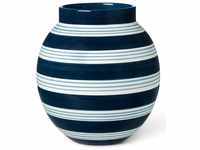 Kähler Vase H20.5 cm Omaggio Nuovo für Blumen mit handgemalte Streifen, blau