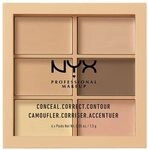 NYX Professional Makeup Conceal, Correct, Contour Palette, Sechs Farbt&ouml;ne, Cremige