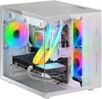 Mars Gaming MC-View Wei&szlig;, Micro-ATX Mini Gaming Tower Geh&auml;use, 90&deg; Geh&auml;rtetes