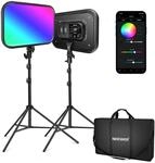 NEEWER RGB168 18,3" 60W RGB LED Videoleuchte Panel Set mit Stative St&auml;nder App