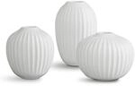 K&auml;hler Miniatur Vasen 3 Stck. Hammersh&oslash;i d&auml;nisches Design Handarbeit, Weiss