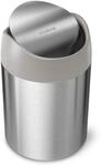 simplehuman 1,5 Liter, Tischabfalleimer mit Schwingdeckel, Mini-Abfalleimer