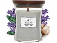 WoodWick mittelgroße Duftkerze im Sanduhrglas mit knisterndem Docht | Lavender &