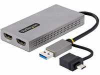 StarTech.com Dual Monitor Adapter, USB A/C auf 2x HDMI (1x 4K30Hz, 1x 1080p),...