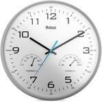 Mebus moderne Quarz-Wanduhr mit Temperaturanzeige und Luftfeuchtigkeit, 30 cm