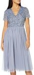 Maya Deluxe Damen Maya Deluxe V-neck Embellished Midi Bridesmaid Dress, Dusty Blue,