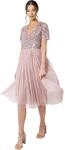 Maya Deluxe Damen Verziert Bridesmaid Dress, Frosted Pink, 46 EU (US 14)