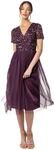 Maya Deluxe Damen verziertes Midi-Abendkleid Damen V-Ausschnitt mit kurzen &Auml;rmeln