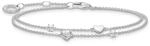 THOMAS SABO Armband mit Herzen und wei&szlig;e Steine silber 925 Sterlingsilber