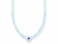 Thomas Sabo Damen Choker Blume mit blauen Jade-Beads, aus 925er Sterlingsilber...