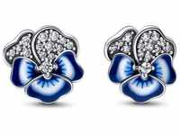 PANDORA Blaue Stiefmütterchen Ohrringe aus Sterling-Silber mit Cubic Zirkonia...