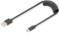 DIGITUS USB 2.0 Spiralkabel - USB-A zu Typ-C - 480 Mbit/s - Power Delivery 60W -