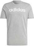 Adidas Herren Essentials Single Jersey Linear Embroidered Logo Tee, Medium Grey