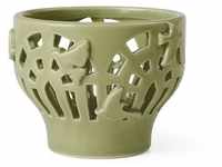 Kähler Design Orangery Spring Leaf Teelichthalter aus Keramik, Farbe: Grün,...