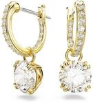 Swarovski Stilla Drop-Ohrh&auml;nger, Rundschliff, Wei&szlig;, Goldlegierungsschicht
