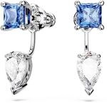 Swarovski Mesmera Ohrring-Jackets, Blaue und Rhodinierte Ohrstecker mit Strahlenden
