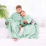 DecoKing Kinder Kuscheldecke mit &Auml;rmeln 90x105 cm Pfefferminze Microfaser TV Decke
