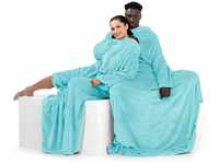 DecoKing Decke mit Ärmeln Geschenke für Frauen und Männer 170x200 cm Türkis