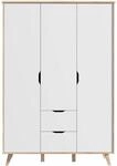 FORTE VANKKA Schrank 140 200, Kleiderschrank 2 Schubladen, Schlafzimmerschrank