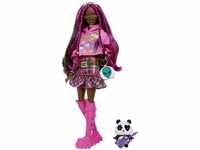 Barbie Extra, Schwarze schwarzem Haar und rosa Strähnchen, Rockstar Pandabär,