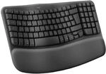 Logitech Wave Keys kabellose ergonomische Tastatur, gepolsterte Handballenauflage,