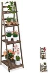 Relaxdays Blumentreppe, 4-stufig, Blumenleiter Holz, klappbar, Leiterregal...