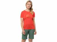 Jack Wolfskin Damen Crosstrail Graphic W T Shirt Shortsleeve, Tango Orange, XXL EU