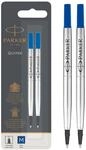 Parker Ersatzminen f&uuml;r Tintenroller | mittlere Spitze | blaue QUINK Tinte | 2 St&uuml;ck