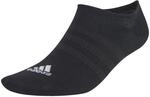 adidas Unisex Thin and Light No-Show Socks 3 Pairs, Black / White, 10.5-12.5