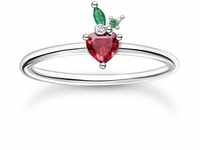 THOMAS SABO Damenring in Form einer Erdbeere 925er Sterlingsilber mit roten und