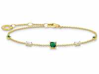 Thomas Sabo Damen Armband mit grünen und weißen Steinen gold, 925...