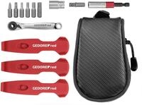 GEDORE red Fahrrad Werkzeugset f&uuml;r unterwegs, 13-teilig, Reifenwechsel, Bits,