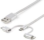 StarTech.com USB Lightning Kabel - USB-C Micro-B Ladekabel - 1m - geflochten - Silber