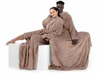 DecoKing Decke mit Ärmeln Geschenke für Frauen und Männer 170x200 cm Beige