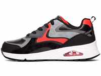 Skechers UNO GEN1 Color Surge Sneaker, Black Synthetic Red Gray Trim, 32 EU