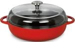 K&Uuml;CHENPROFI PROVENCE Gusseisenpfanne rot 24 cm, emailliert, mit Glasdeckel 