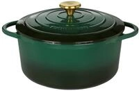 K&uuml;chenprofi Bratentopf Provence mit Deckel aus Gusseisen in der Farbe Racing Green