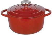 K&uuml;chenprofi Gusseisen Br&auml;ter mit Deckel, Rot/innen schwarz, 20 cm, Schmortopf,