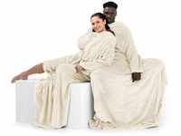 DecoKing Decke mit Ärmeln Geschenke für Frauen und Männer 170x200 cm Creme