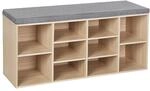 VASAGLE Schuhbank, Schuhregal, Aufbewahrungsschrank, 10 F&auml;cher, mit Kissen,...