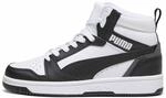 PUMA Unisex Kinder Rebound V6 Mid Jr Sneaker, Puma White Puma Black Shadow Gray, 38