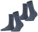 ESPRIT Damen Socken Uni Multipack W So Baumwolle einfarbig 2 Paar, Blau Light Denim