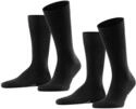 FALKE Herren Socken Happy Double Pack M So Baumwolle einfarbig 2 Paar, Schwarz Black