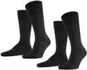 FALKE Herren Socken Happy Double Pack M So Baumwolle einfarbig 2 Paar, Grau