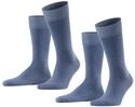 FALKE Herren Socken Happy Double Pack M So Baumwolle einfarbig 2 Paar, Blau Light