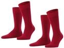 FALKE Herren Socken Happy Double Pack M So Baumwolle einfarbig 2 Paar, Rot Scarlet