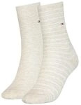 TOMMY HILFIGER Damensocken Doppelpack Uni/Ringel beige Gr&ouml;&szlig;e 39-42